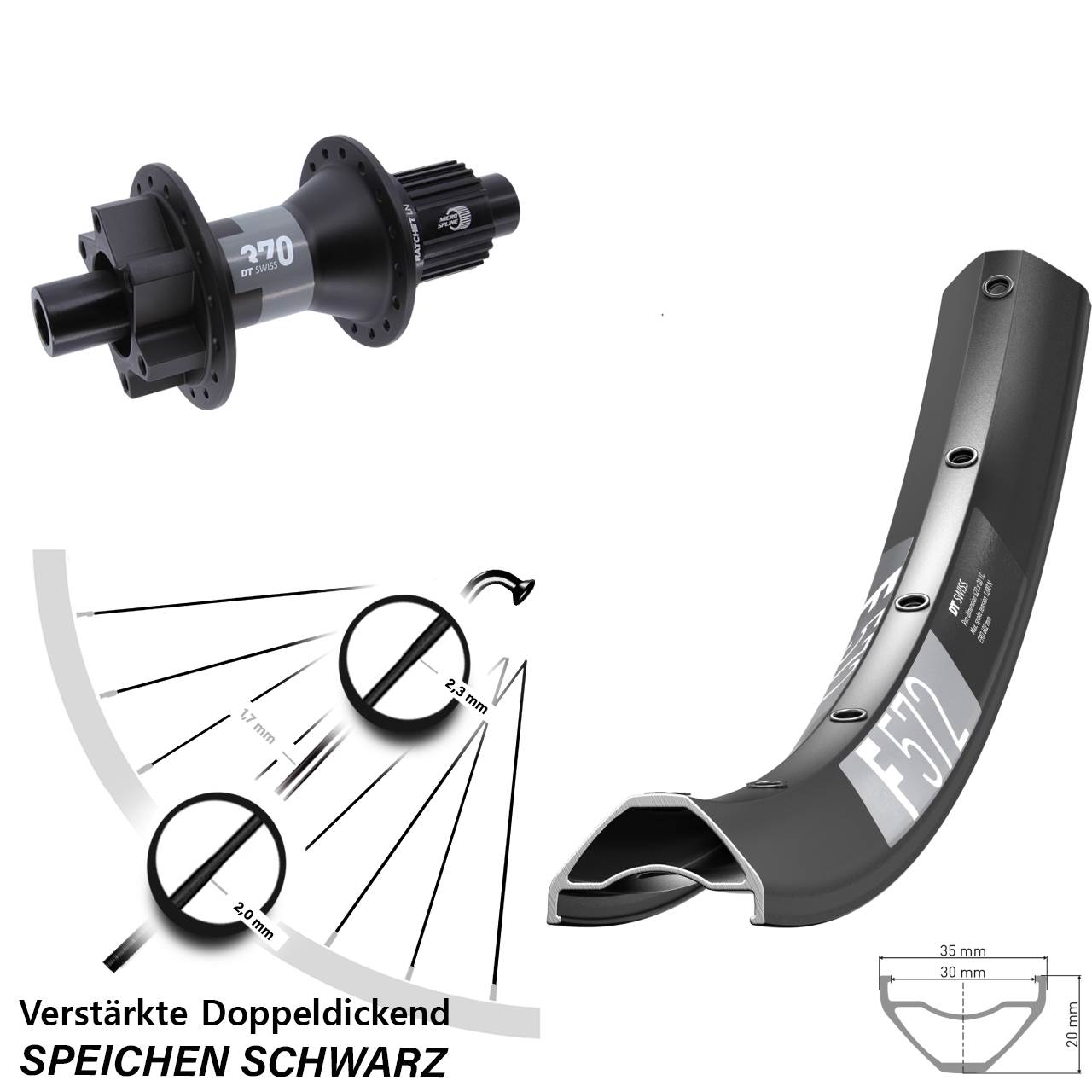 Disc Laufrad 650B DT Swiss F572-370 Shimano Micro Spline 12x142