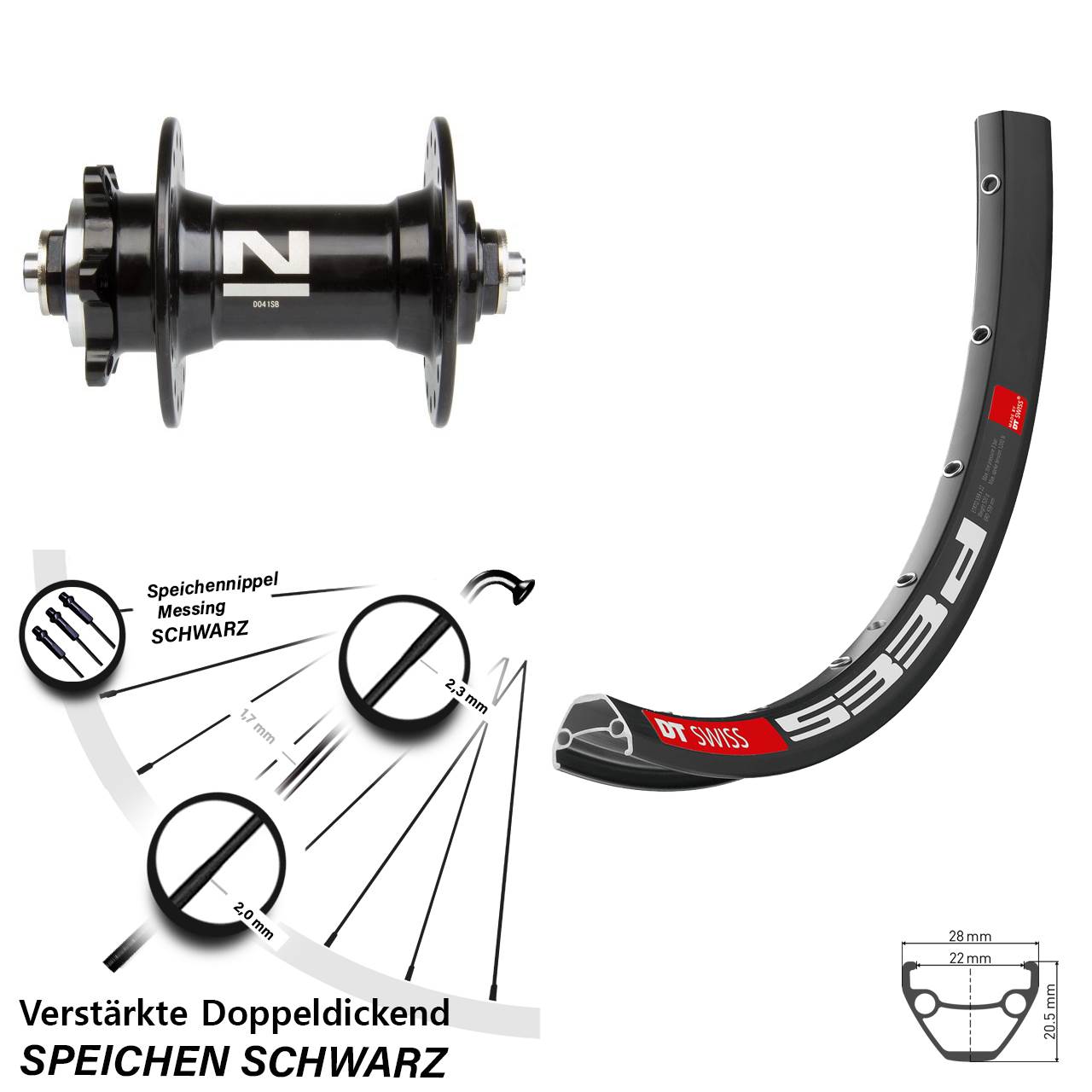 28 Zoll DT Swiss 533 D Novatec D041 Disc Laufrad für Schnellspanner
