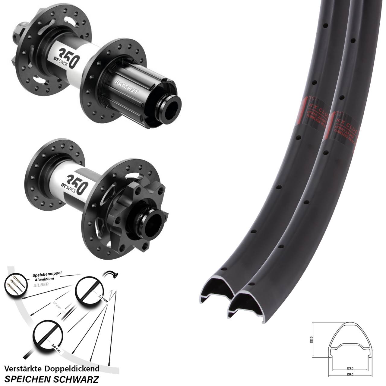 28-29 Zoll KX Clue DT Swiss 350 Laufradsatz 6-Loch 15x110 12x148 8-11 fach HG