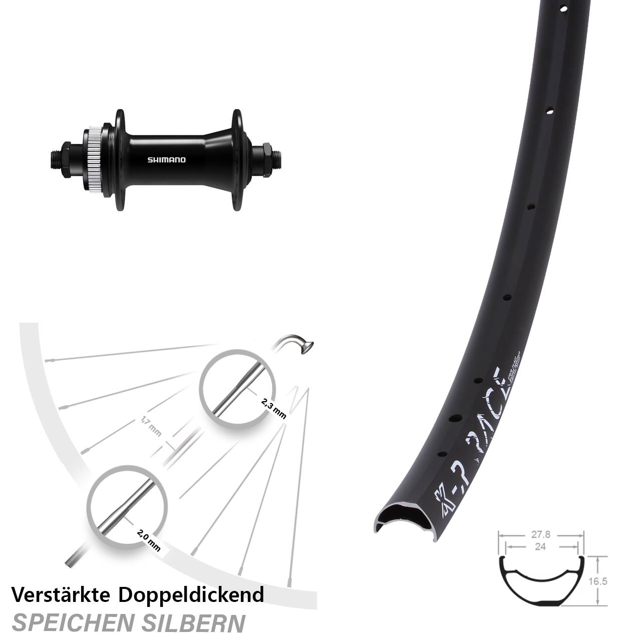 Disc Vorderrad QR 28-29 Zoll KX-R Race Shimano HB-QC400