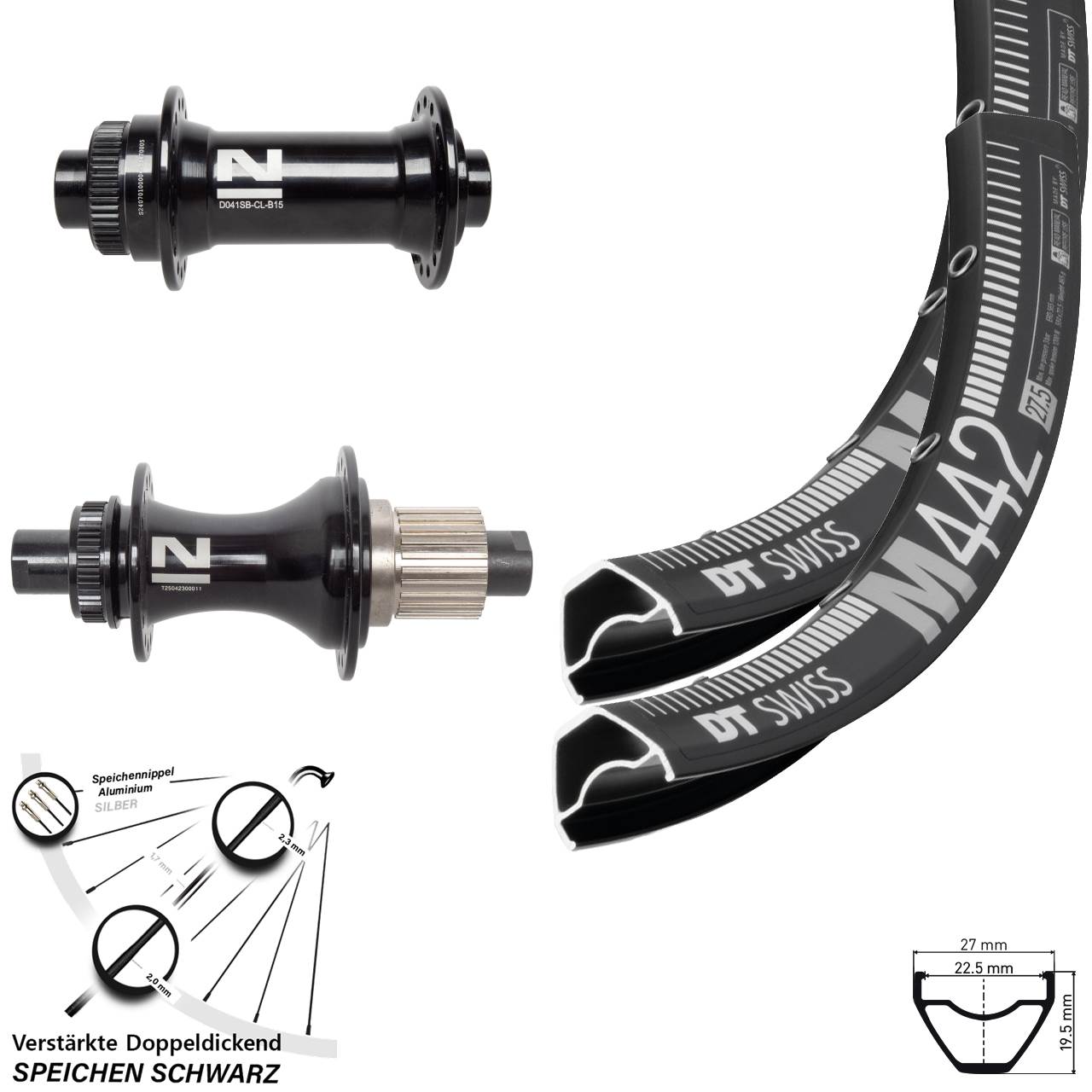 28 Zoll DT Swiss M442 Novatec D041 D462SB Disc Laufradsatz Boost Micro Spline