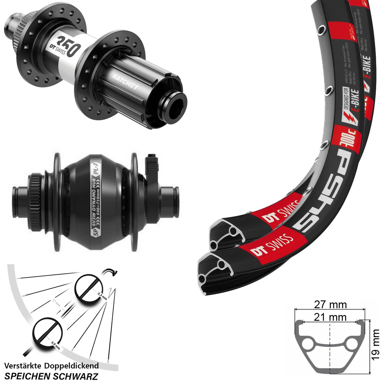 28 Zoll DT Swiss 350 HG SP PL-7 Centerlock Laufradsatz 12x100/142