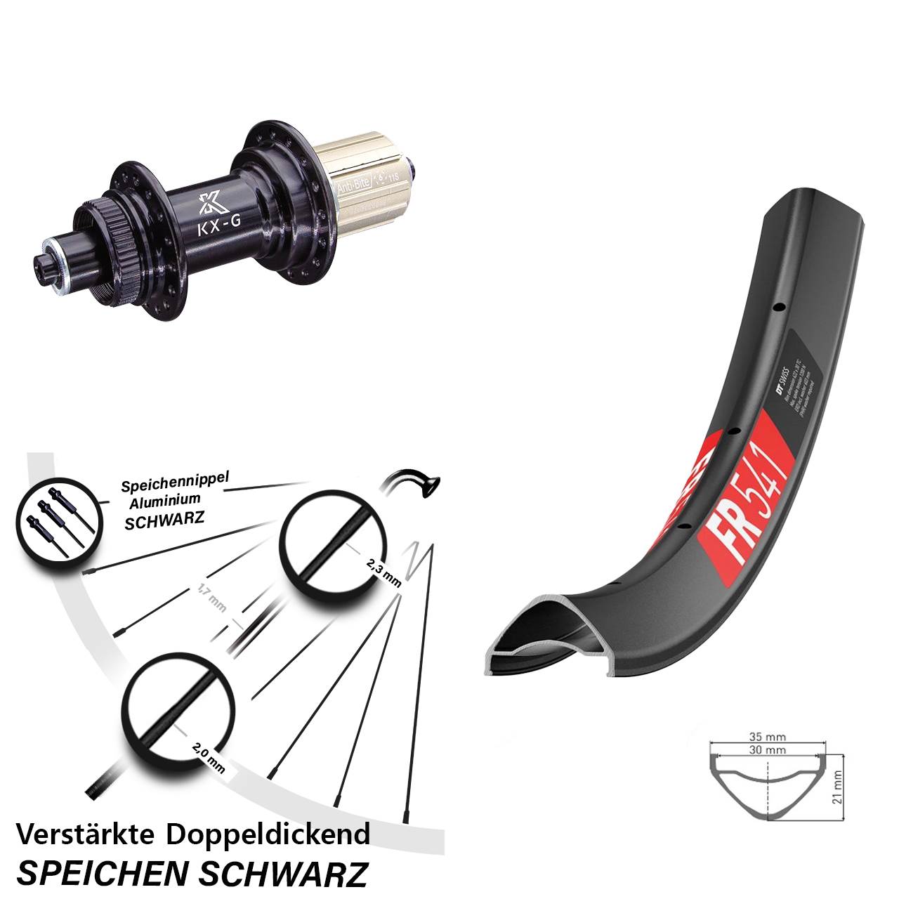 DT Swiss FR541 KX-G 29 Zoll Centerlock Hinterrad QR 8-12 fach HG