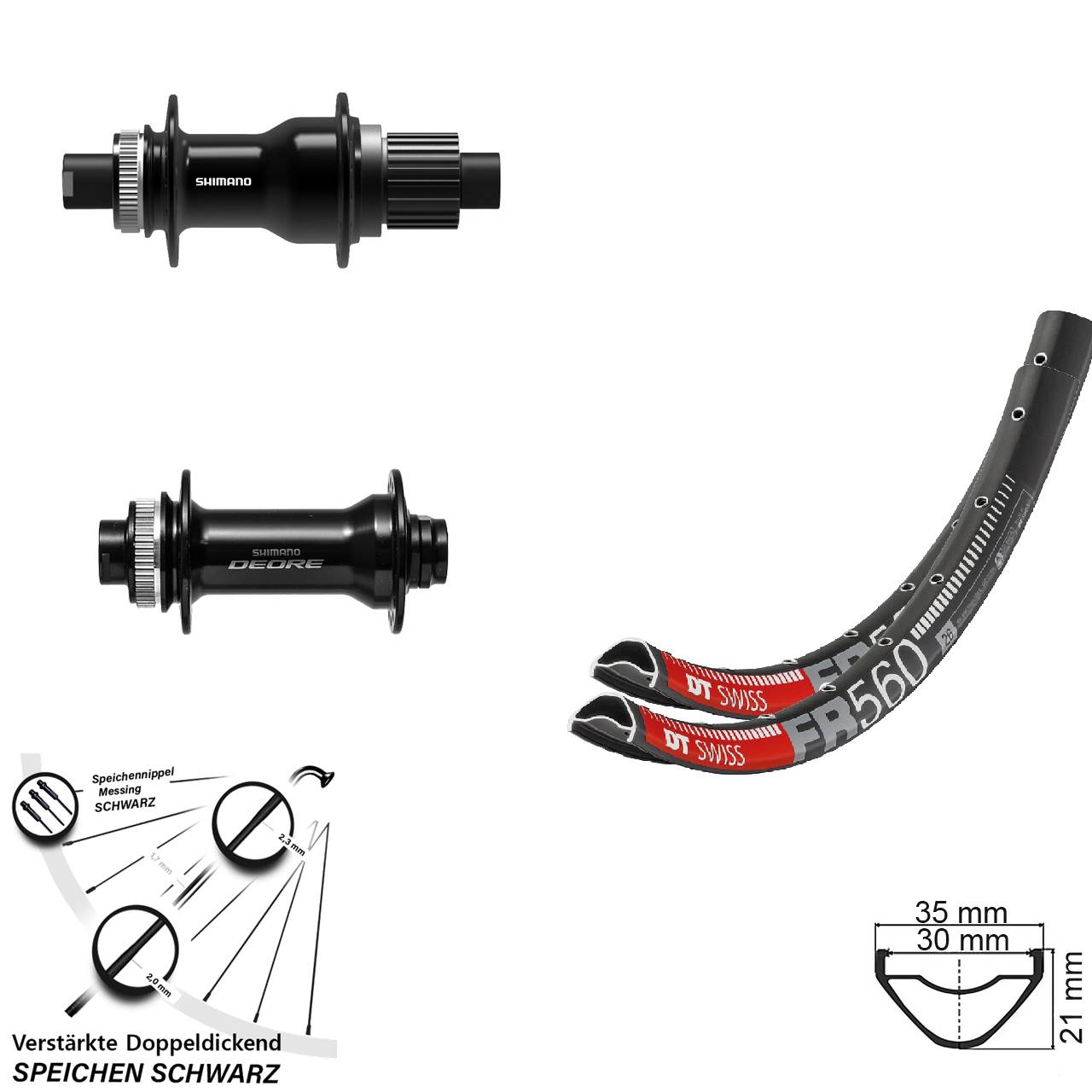Disc Laufradsatz Boost 26 Zoll DT Swiss FR560 Shimano Deore FH-TC500-B Micro Spline