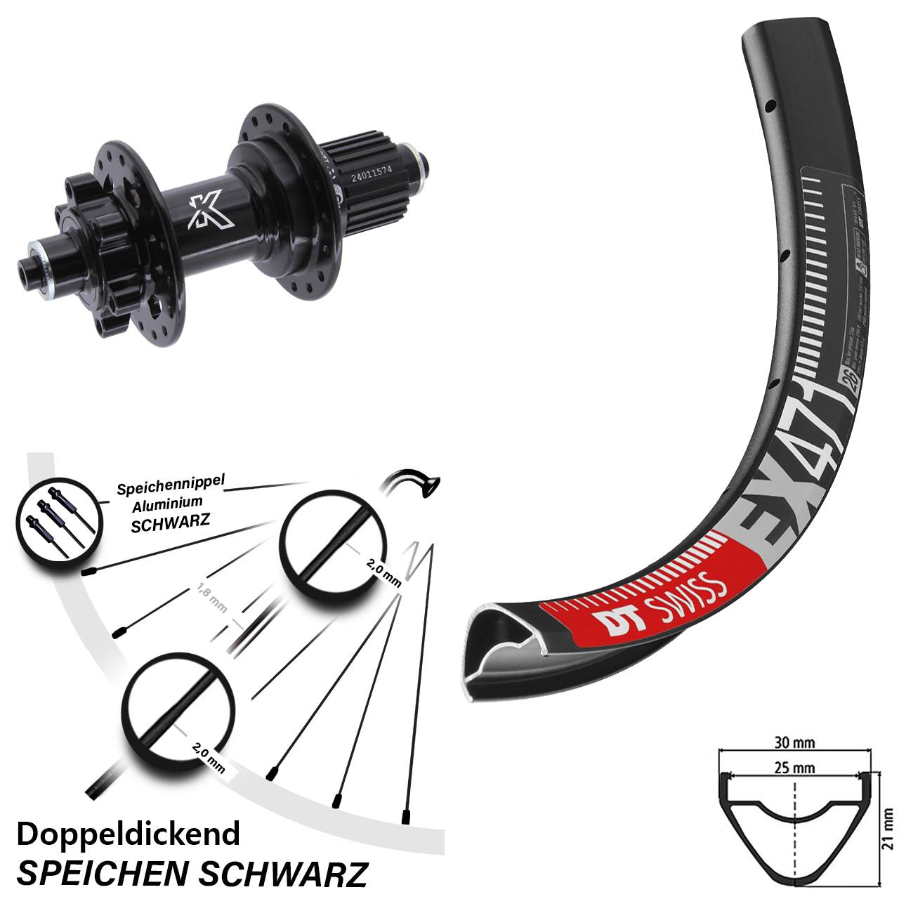26 Zoll DT Swiss EX 471 KX-M Disc Laufrad QR Micro Spline
