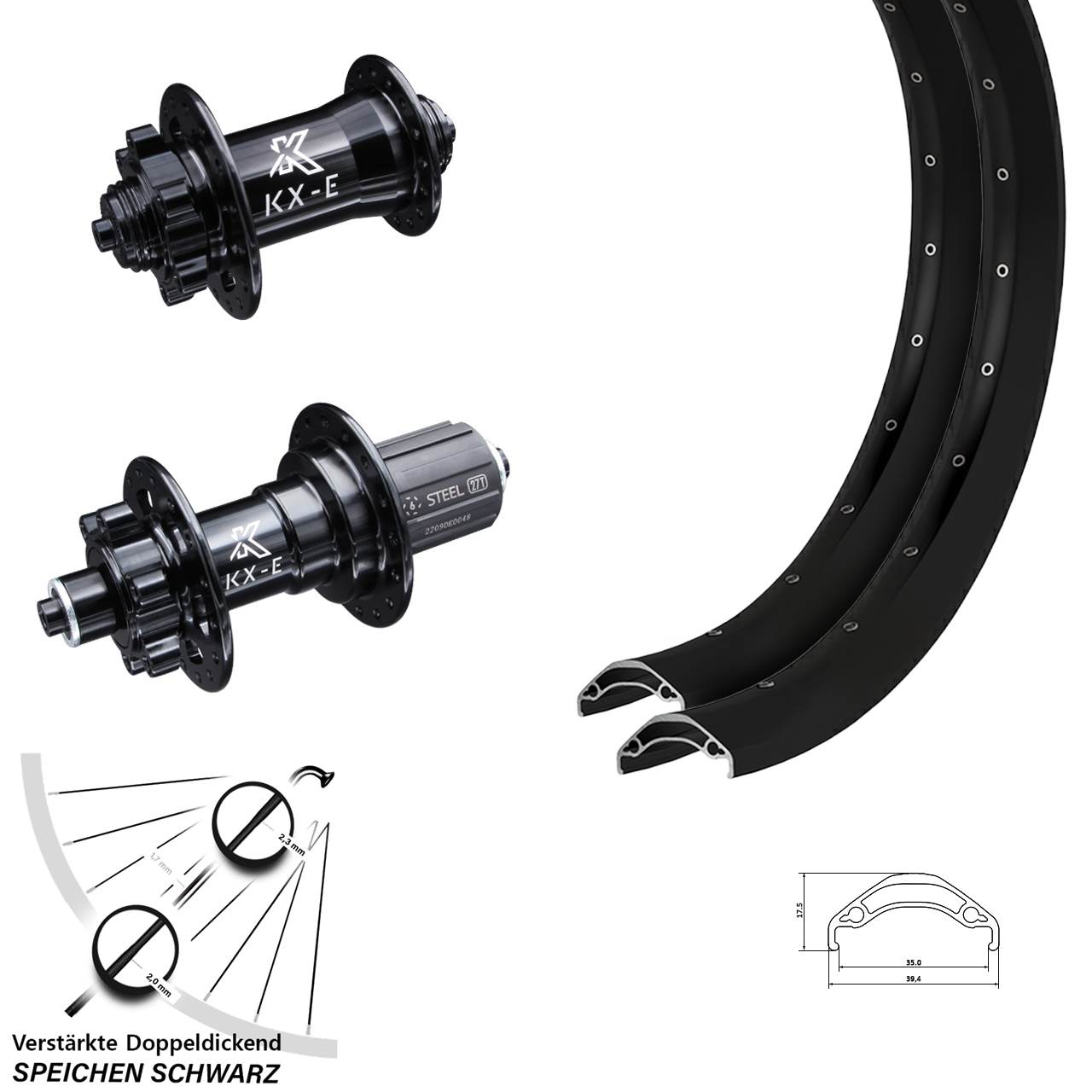 29 Zoll Ryde Disc 35 KX-E Heavy Duty Disc Laufrad-Satz für Schnellspanner 8-12 fach