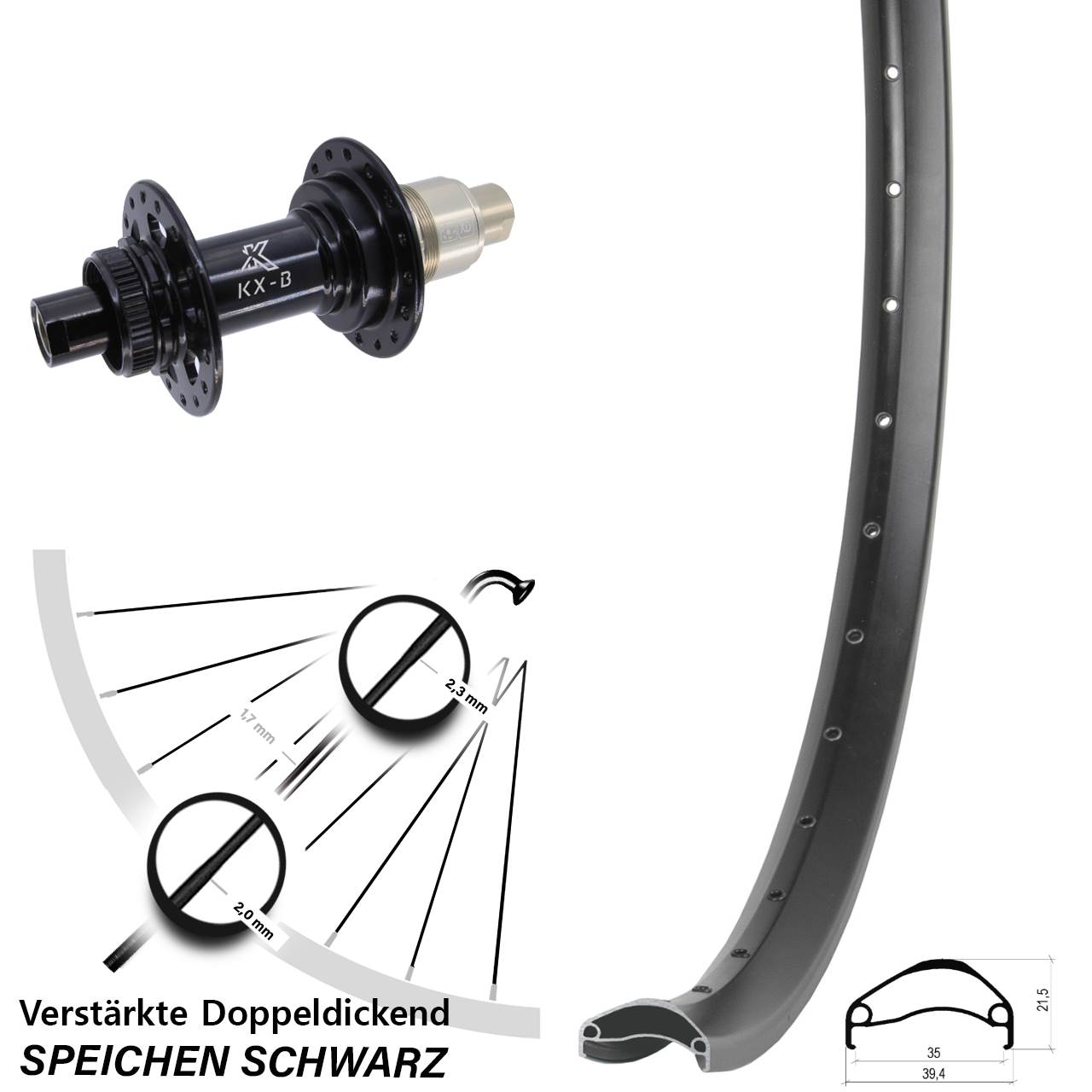 Ambrosio E35 KX-B 27,5 Zoll Disc Laufrad 12x148 SRAM XD