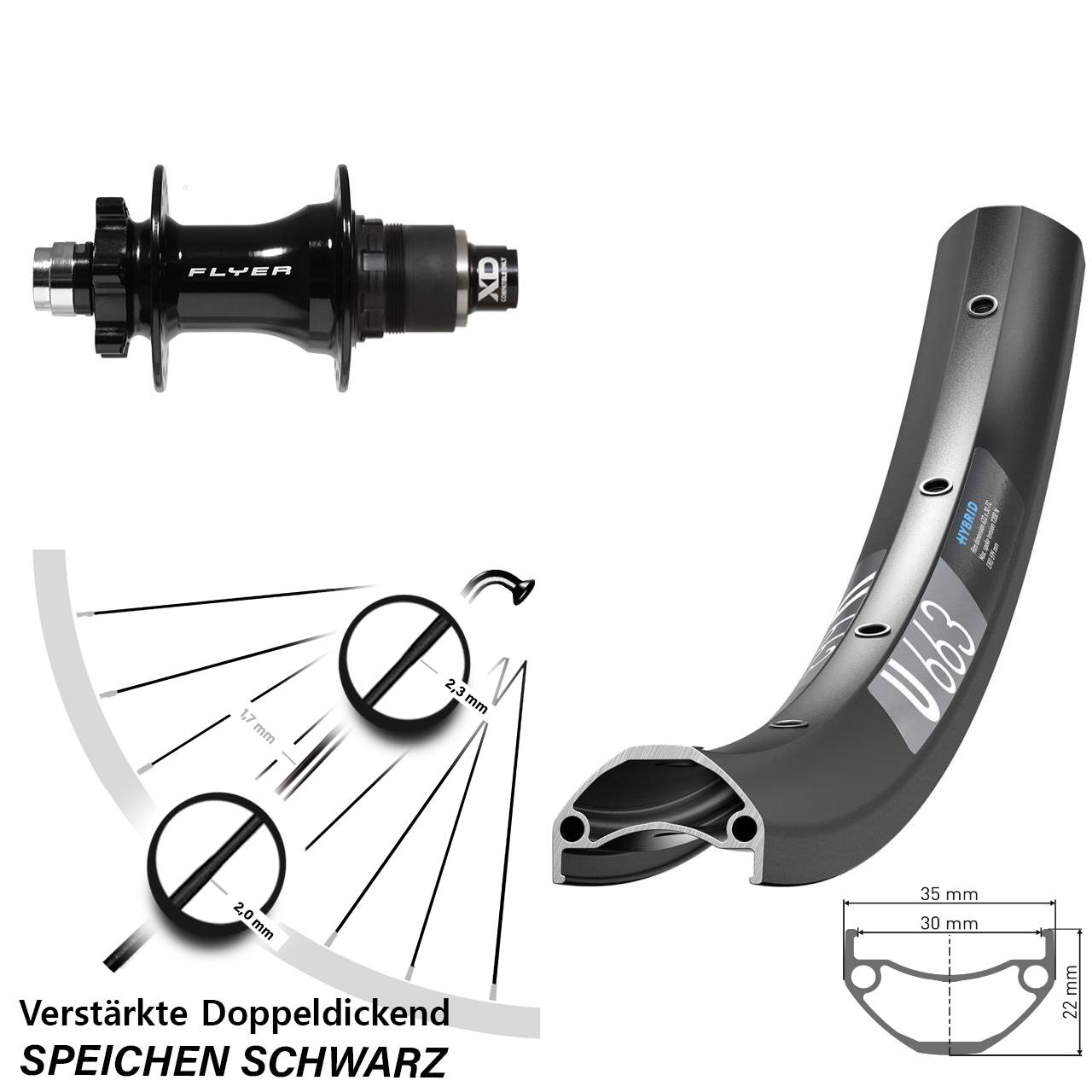 6-Loch Hinterrad 12x142 650B DT Swiss U663 Formula DHT-142 XD 11-12 fach