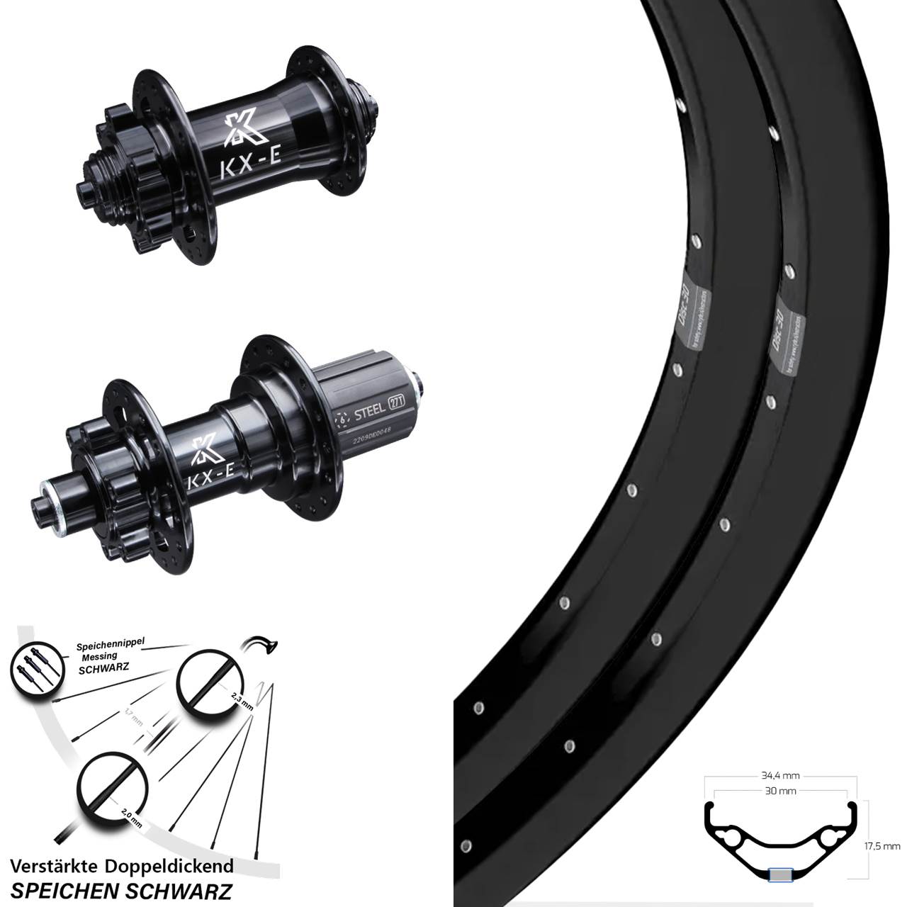 Laufradsatz QR 29 Zoll Ryde Disc 30 KX-E 8-12 fach