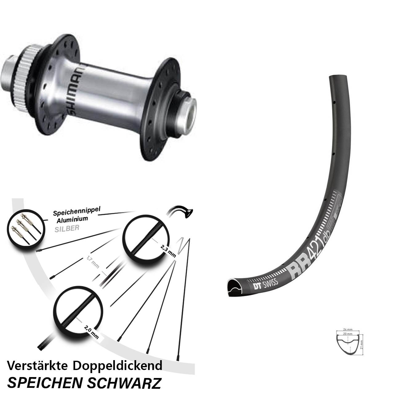 28 Zoll DT Swiss RR421 Shimano HB-RS770 Centerlock Vorderrad 12x100