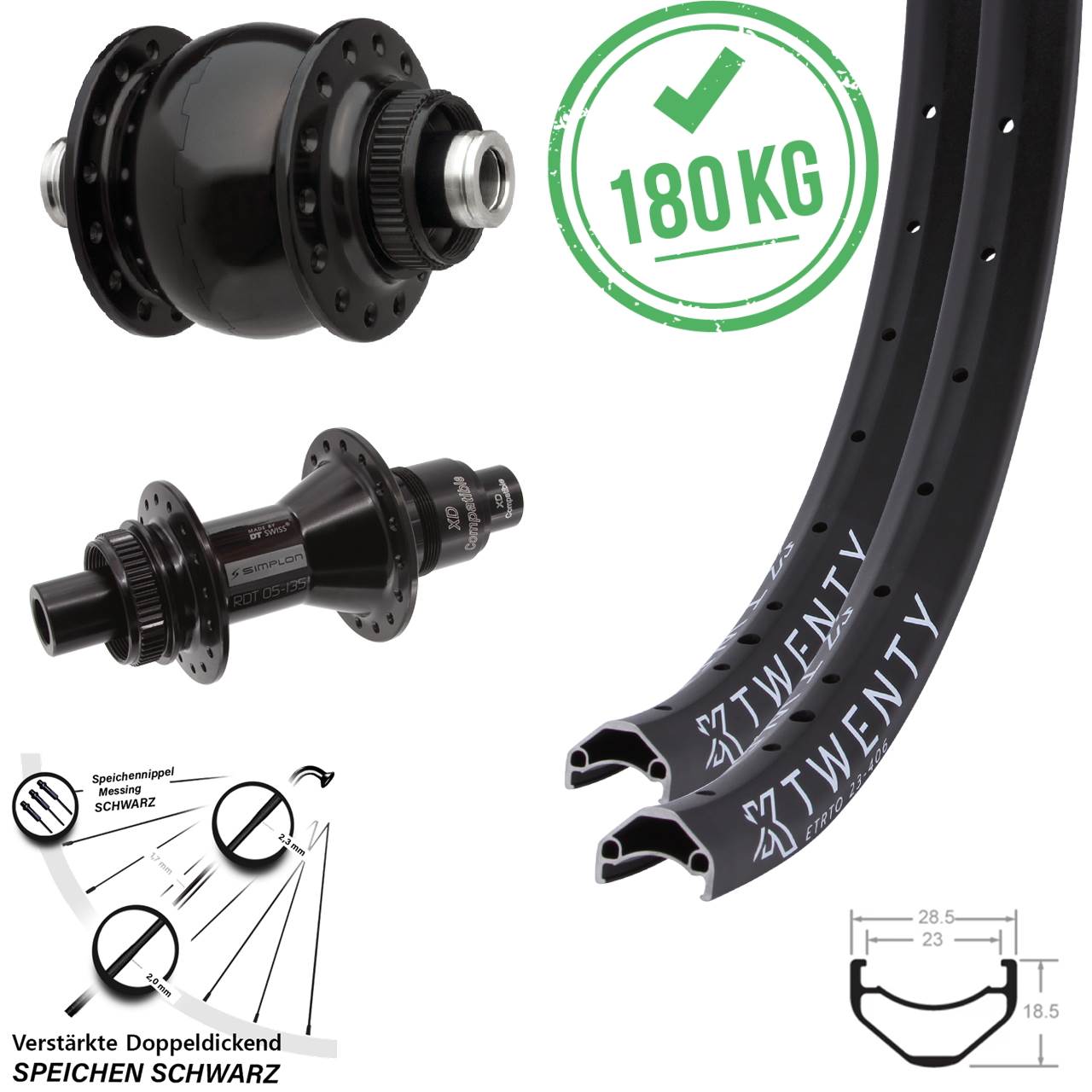 KX Twenty DT Swiss 370 SON 28 20 Zoll Centerlock Laufradsatz 12x100/142 SRAM XD