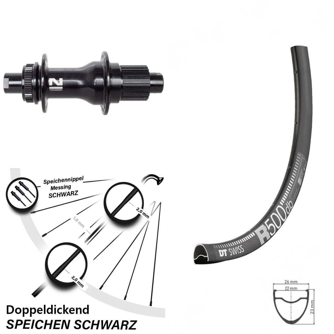 DT Swiss R500 Novatec D792 28-29 Zoll Disc Hinterrad 12x142 Shimano Micro Spline