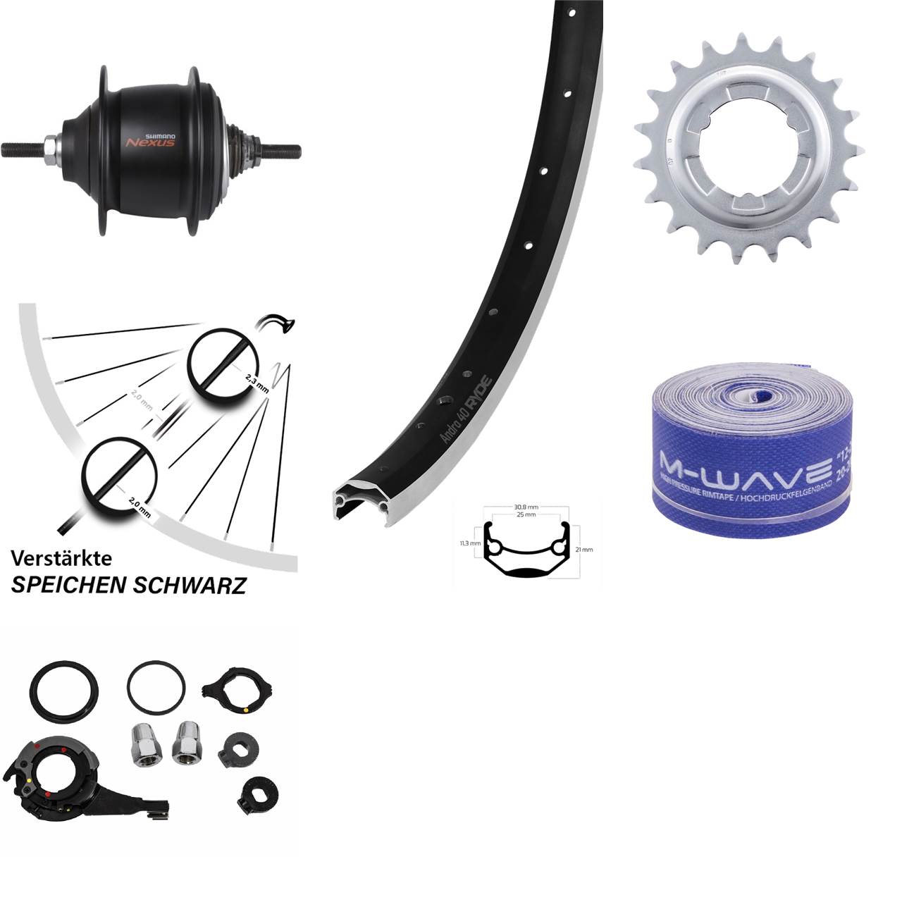 Hinterrad 24 Zoll Ryde Andra 40 Shimano Nexus 8 Gang Premium