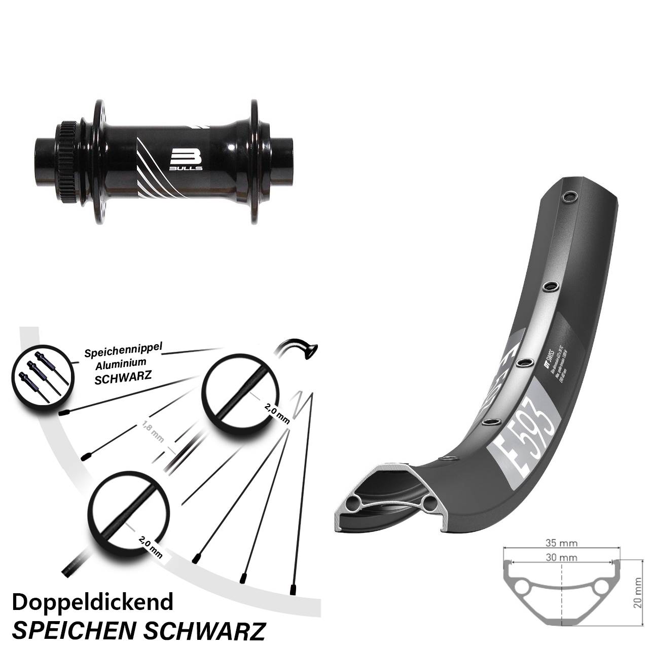 DT Swiss E 593 Formula CL-811 29 Zoll Centerlock Vorderrad 15x110 Boost