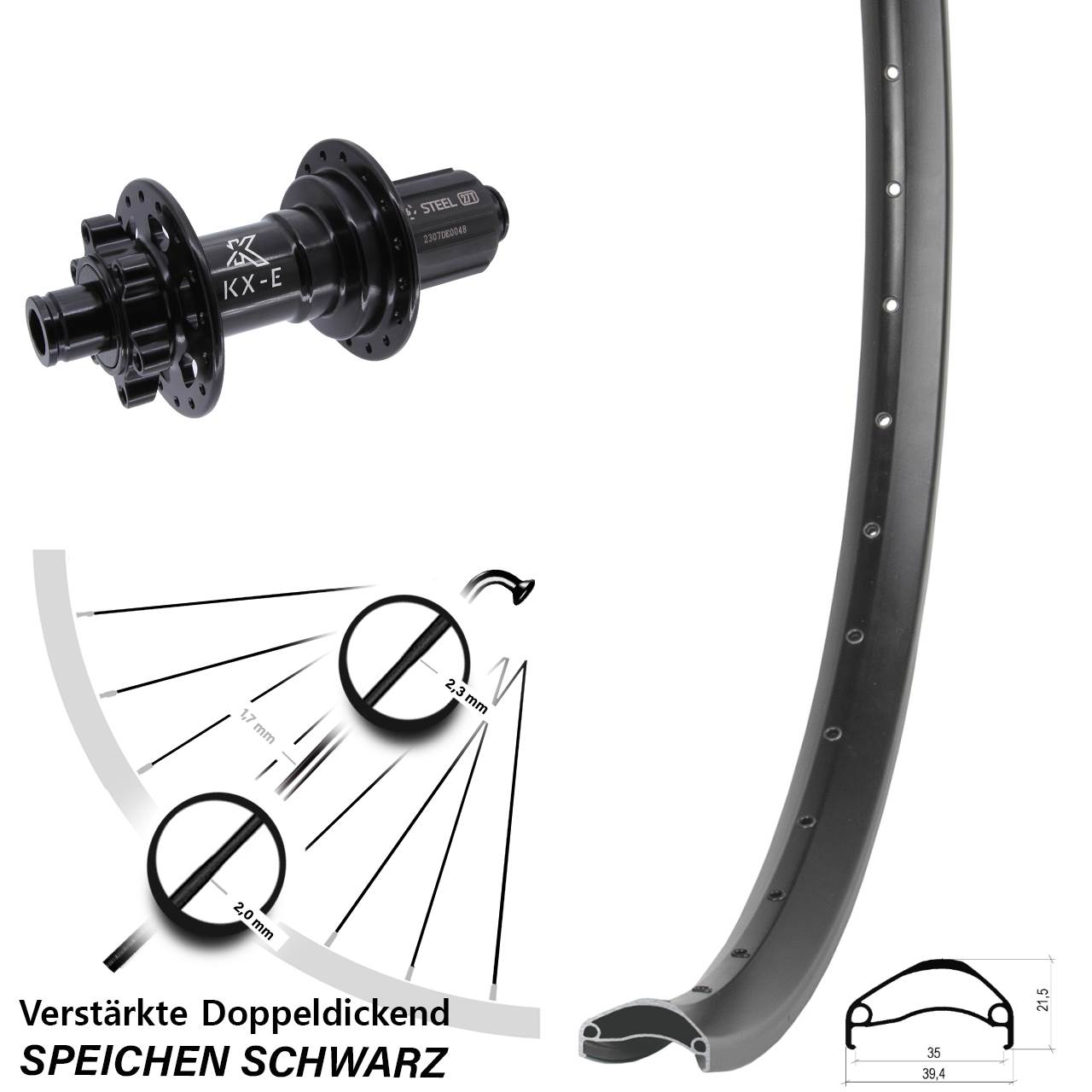 Ambrosio E35 KX-E 29 Zoll Disc Laufrad 12x148 8-12 fach HG