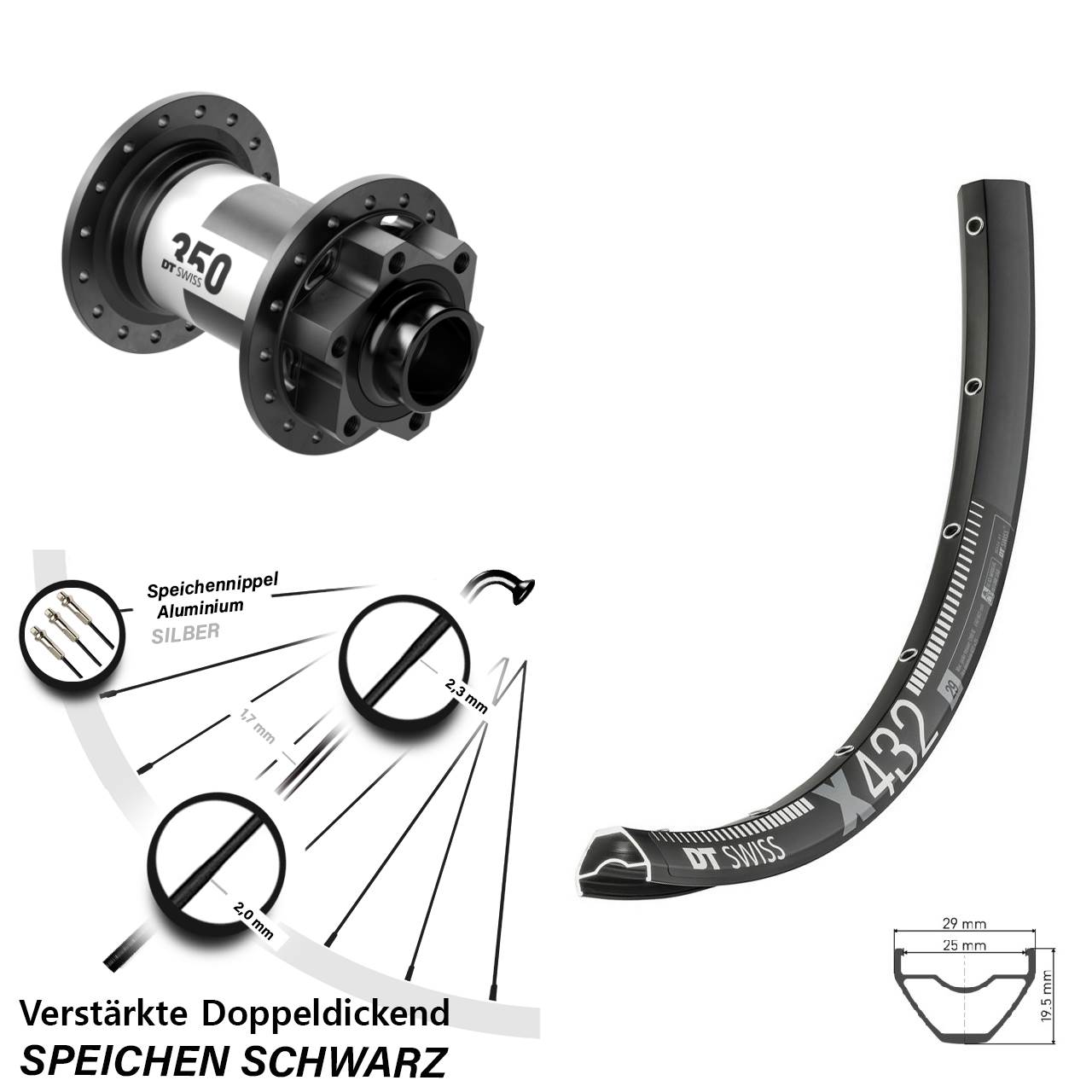 Vorderrad 6-Loch 20x110 Boost 29 Zoll DT Swiss X432-350
