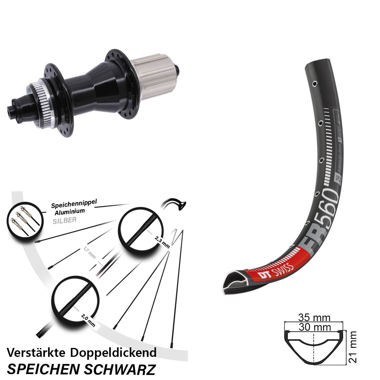Hinterrad Centerlock 26 Zoll DT Swiss FR 560 Novatec CL135 8-12 fach für Schnellspanner