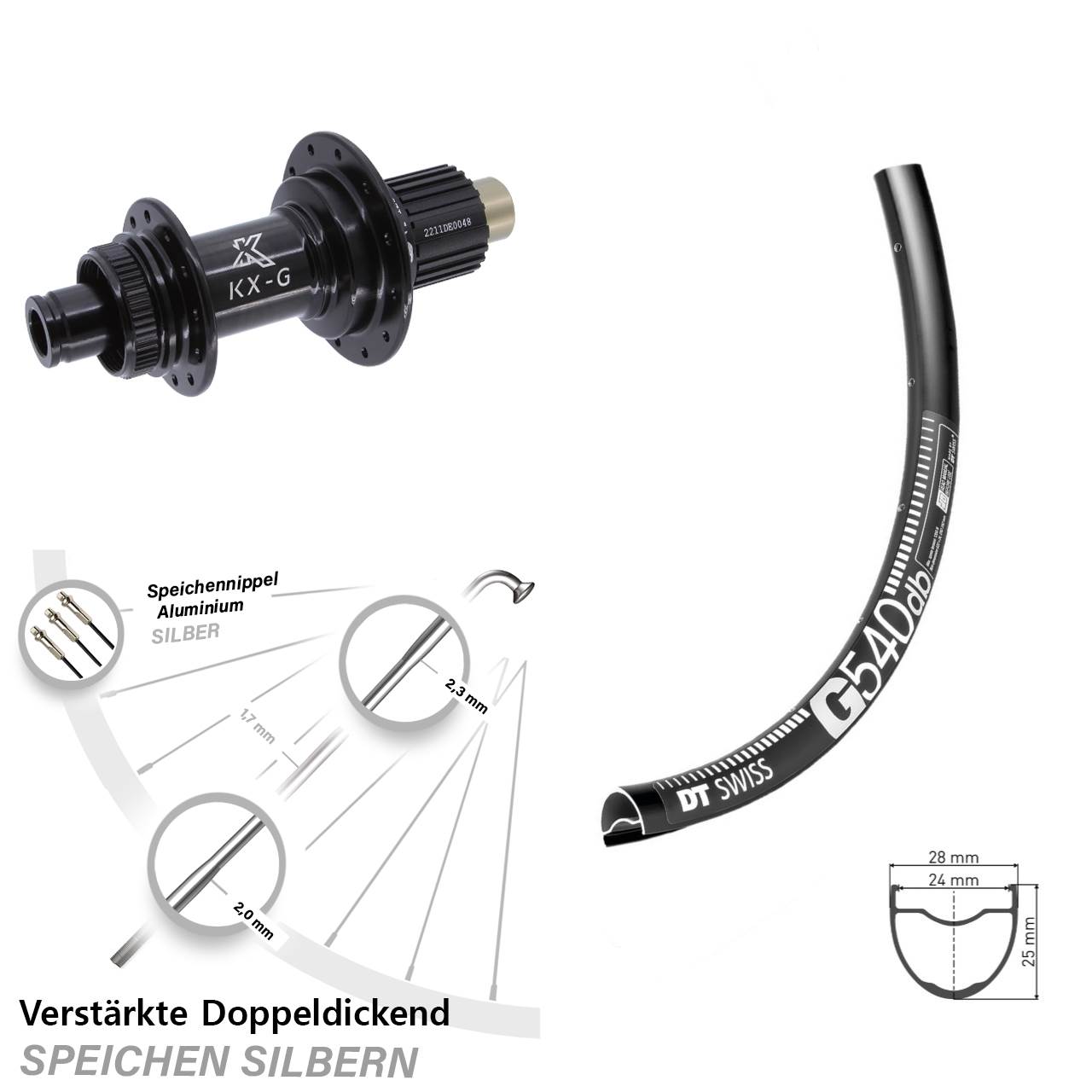 Disc Hinterrad 12x142 29 Zoll DT Swiss G540 KX-G Micro Spline