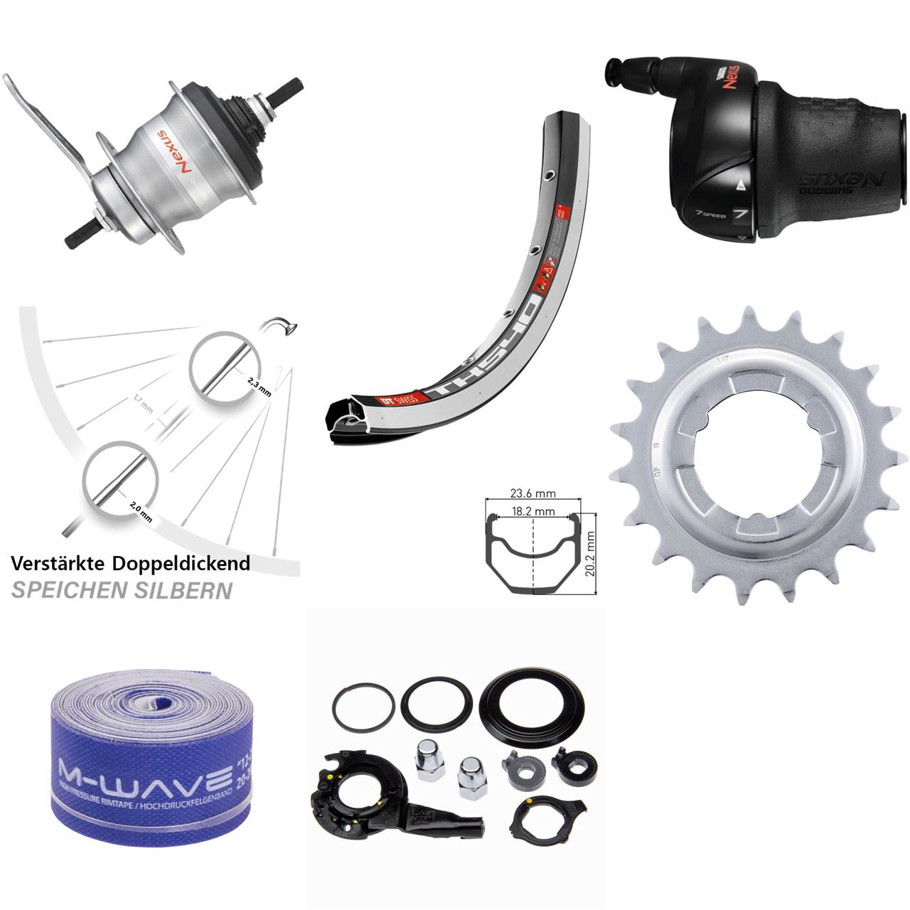 Hinterrad 28 Zoll DT Swiss 540 Shimano Nexus 7-Gang SG-7C30 Rücktritt silbern