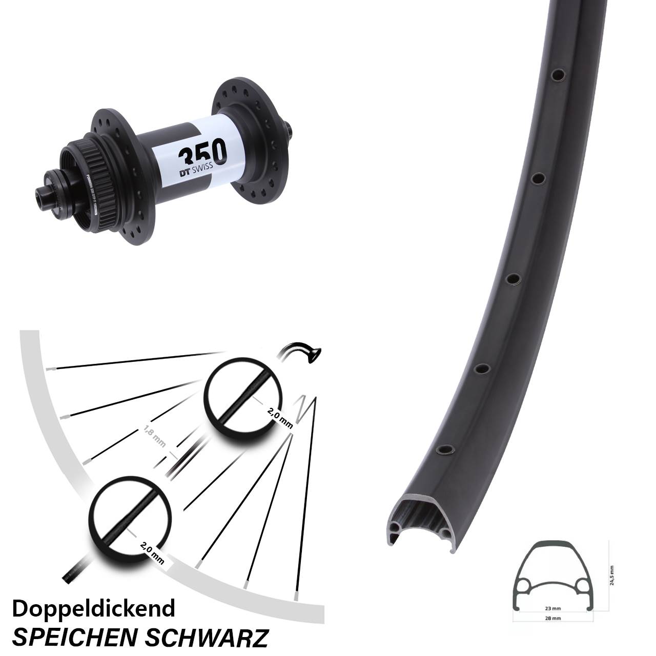 28-29 Zoll Ambrosio Sport DT Swiss 350 Disc Vorderrad für Schnellspanner