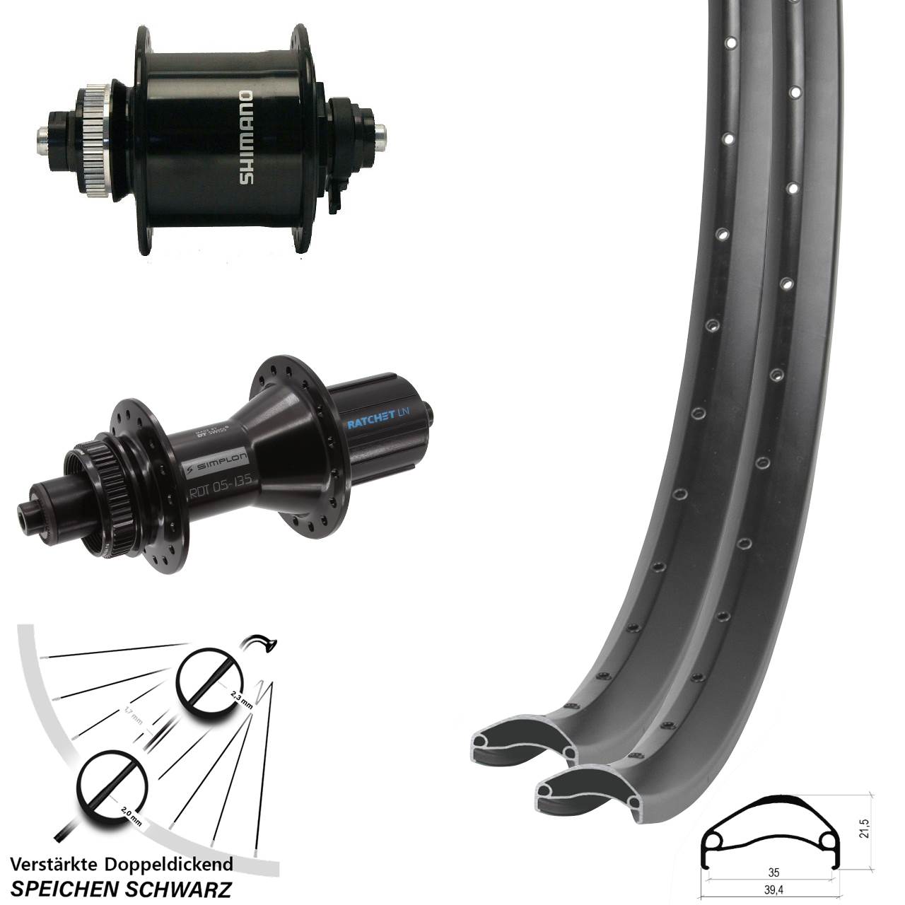 Disc Laufrad-Satz QR 27,5 Zoll Ambrosio E35 DT Swiss 370 Hybrid DH-UR700-3D 8-11 fach