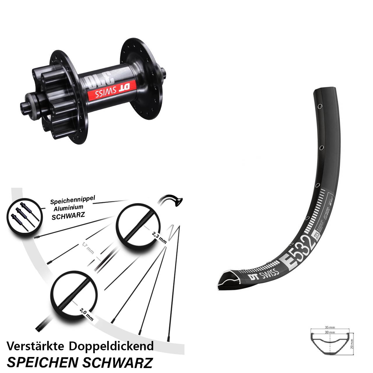 6-Loch Vorderrad 29 Zoll E532 DT Swiss 370 QR