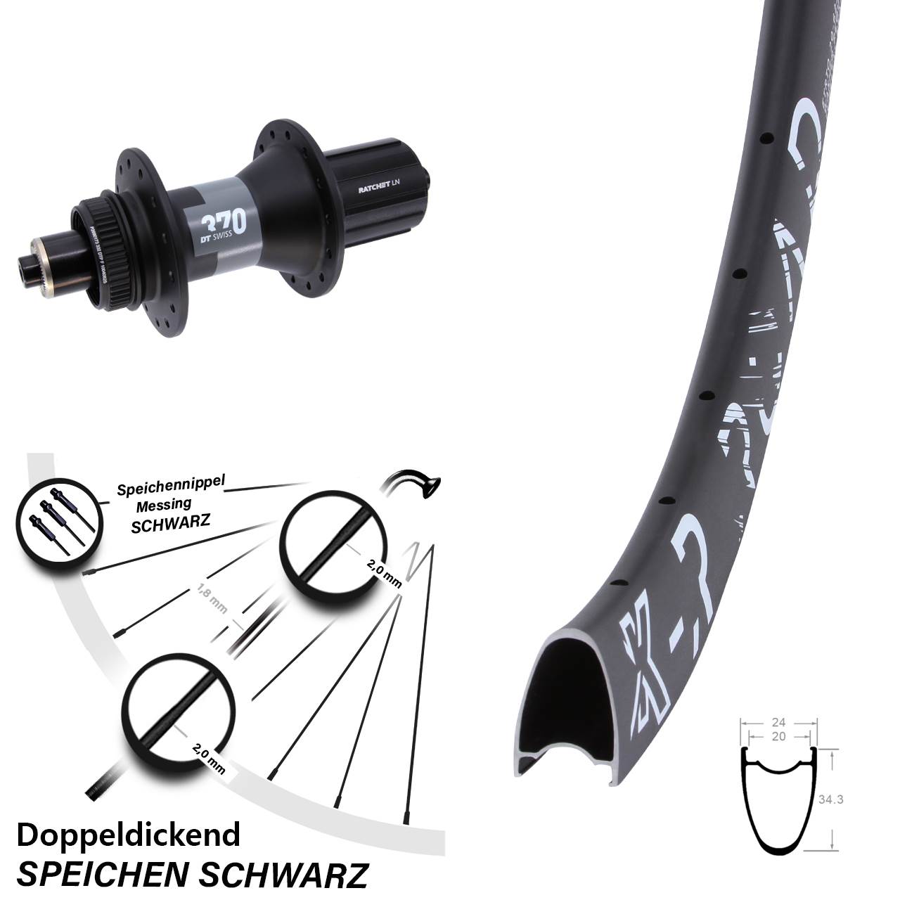 Hinterrad 28 Zoll R Road DT Swiss 370 8-12 fach
