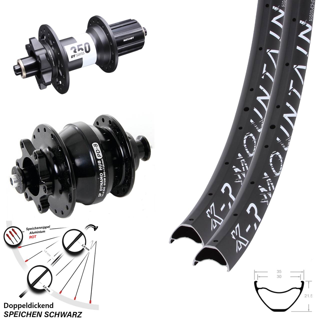 Disc Laufradsatz 29 Zoll KX-R Mountain DT Swiss 350 Ratchet 36 SP PD-8 8-11 fach QR