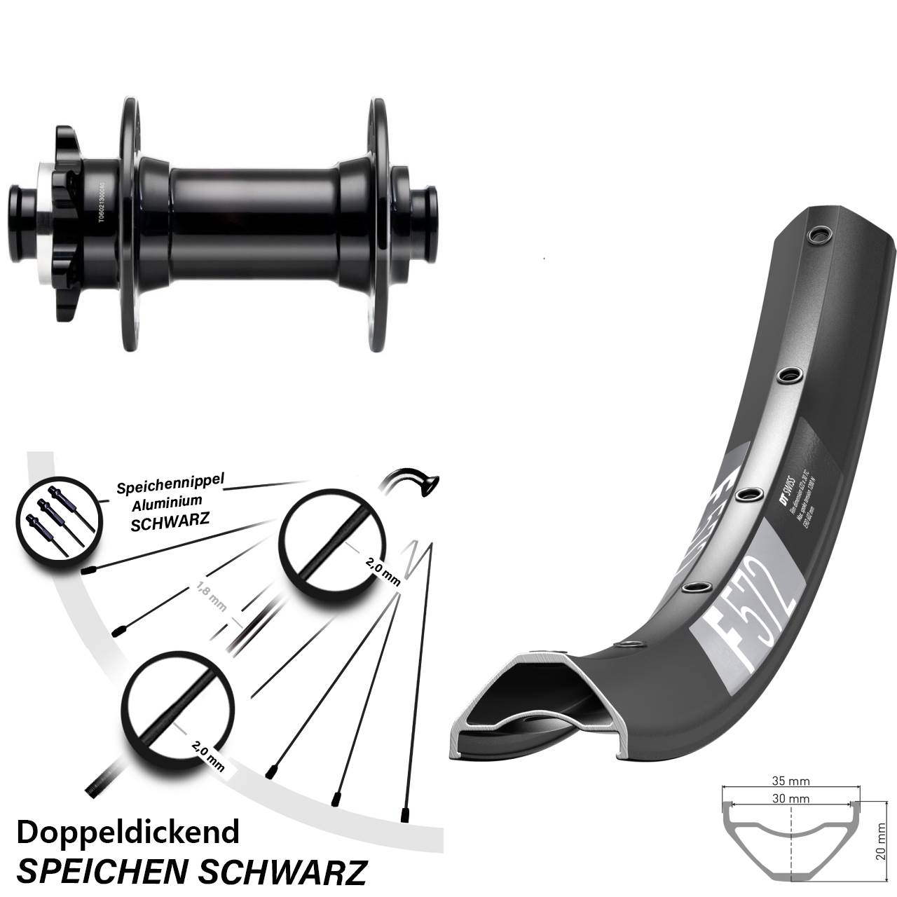 Disc Laufrad 650B DT Swiss F572 Novatec D341-B15 15x110 Boost