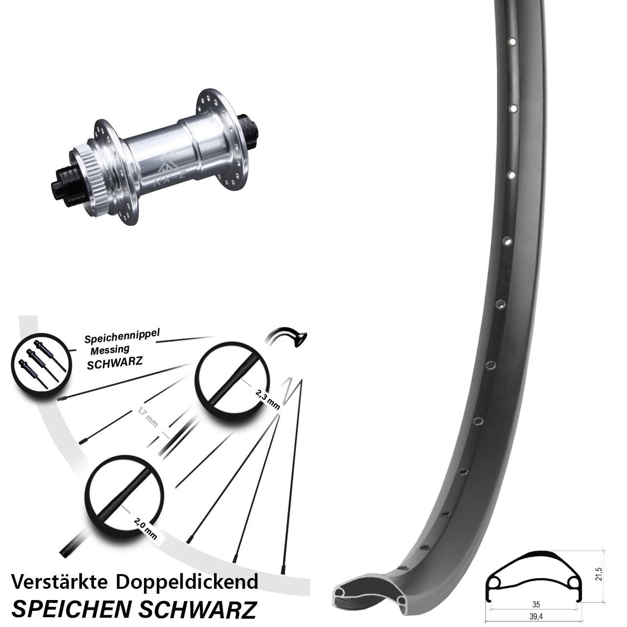 Ambrosio E35 KX-E verstärkt 27,5 Zoll Disc Laufrad für Schnellspanner