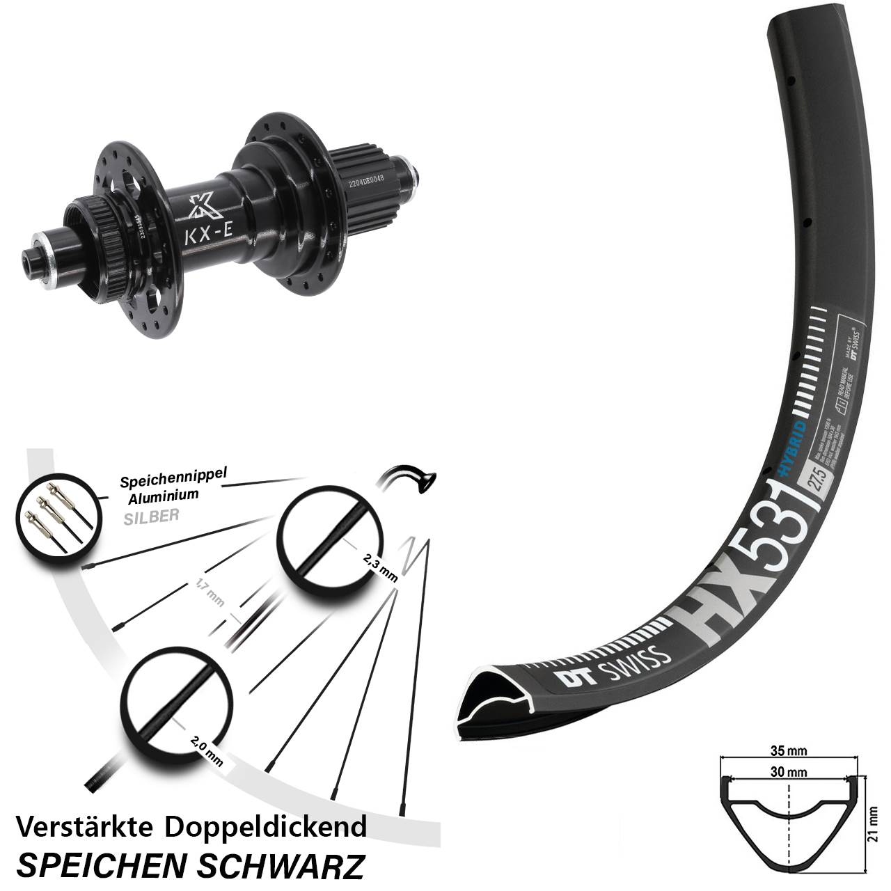 Disc Hinterrad für Schnellspanner 29 Zoll DT Swiss HX531 KX-E Shimano Micro Spline