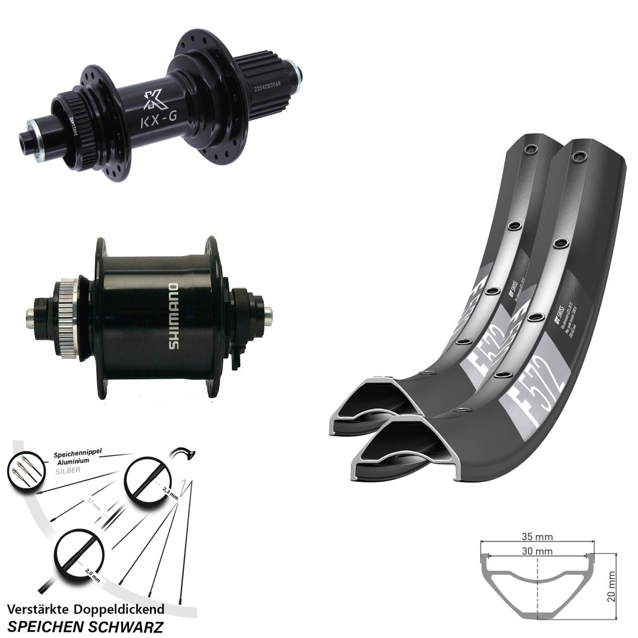 DT Swiss F572 KX-GS verstärkt Shimano DH-UR700 29 Zoll Disc Laufradsatz QR Micro Spline