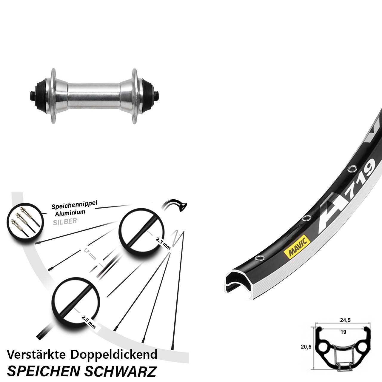 Mavic A 719 Formula FM21 28 Zoll Vorderrad QR