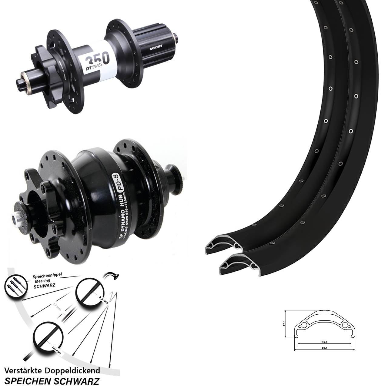 29 Zoll Ryde Disc 35 DT Swiss 350 Shutter PD-8 Laufradsatz 6-Loch QR 8-11 fach HG