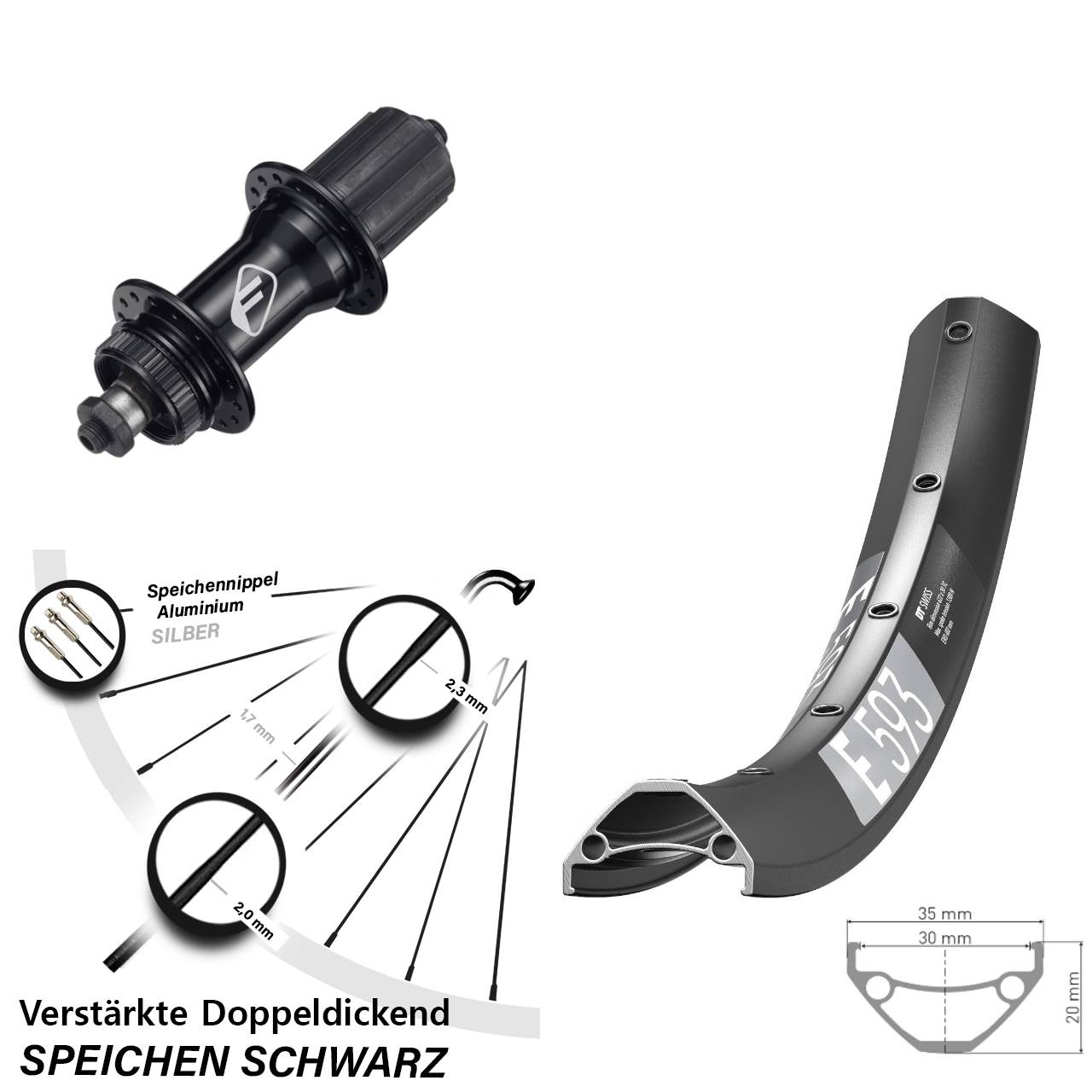 Disc Laufrad 29 Zoll DT Swiss E 593 Formula CL-52 8-11 fach für Schnellspanner