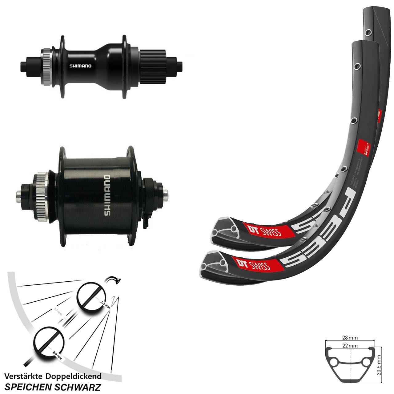 Laufradsatz Centerlock QR 28 Zoll DT Swiss 533 D Shimano DH-UR700-3D FH-QC500 Micro Spline