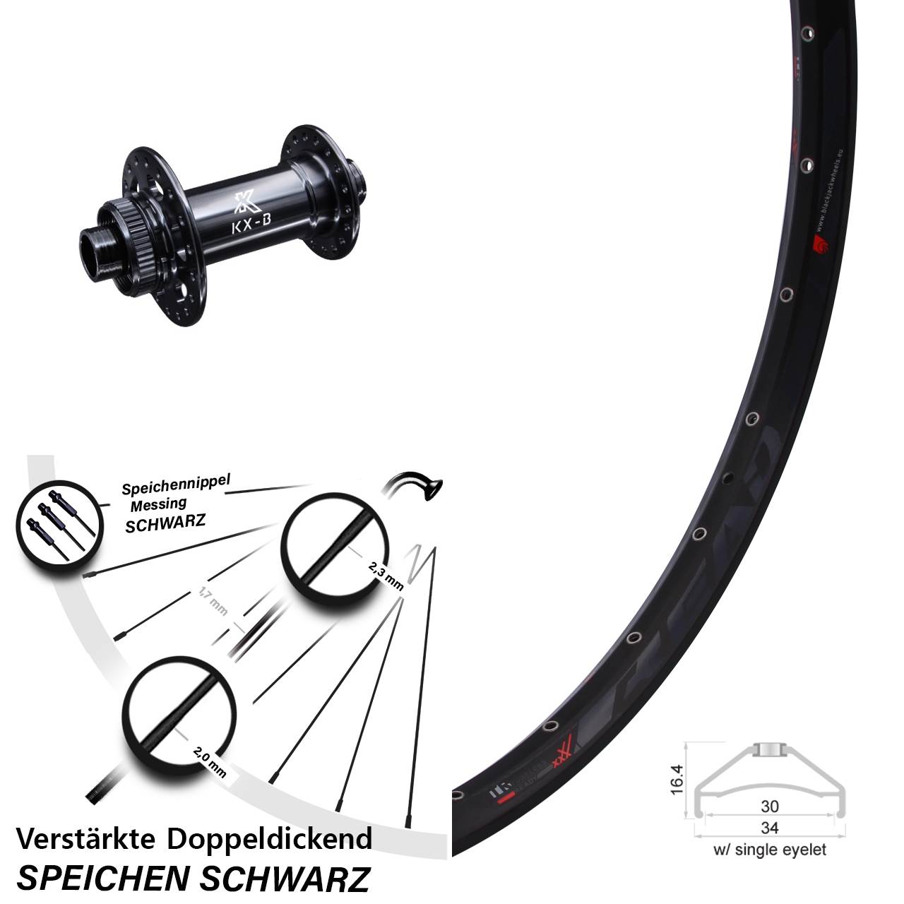 Rodi Ready30 KX-B 27,5 Zoll Disc Vorderrad 15x110 Boost