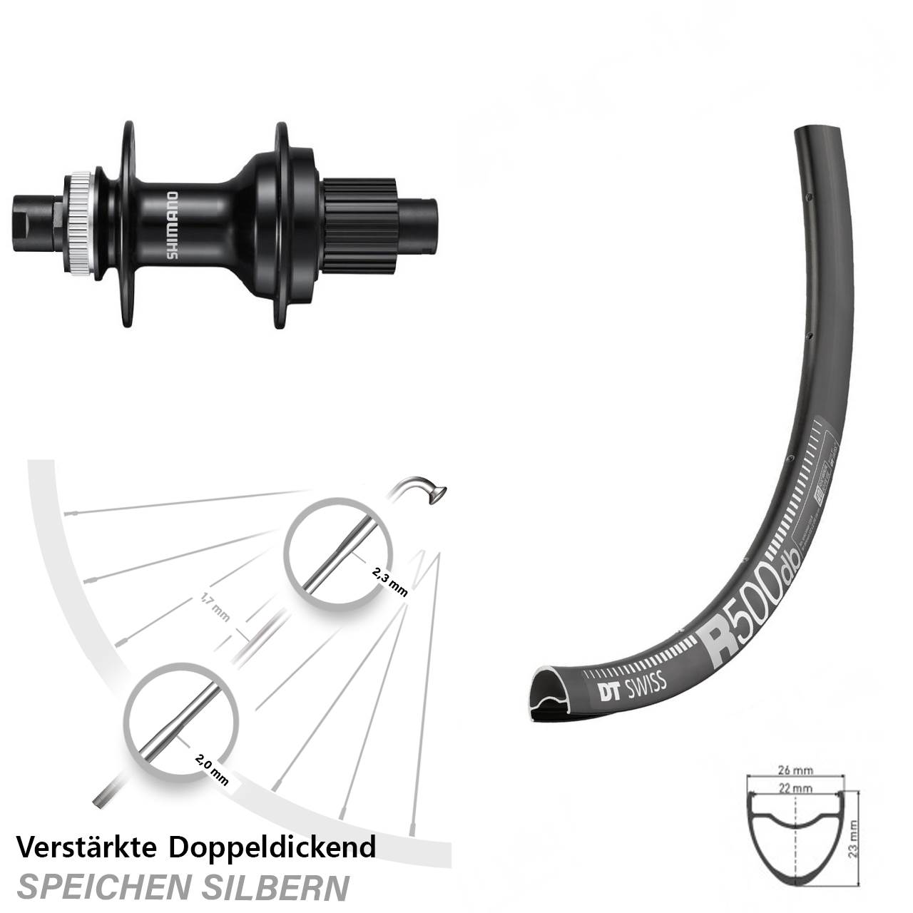 DT Swiss R500 Shimano FH-MT510 28-29 Zoll Hinterrad Centerlock 12x142 Micro Spline