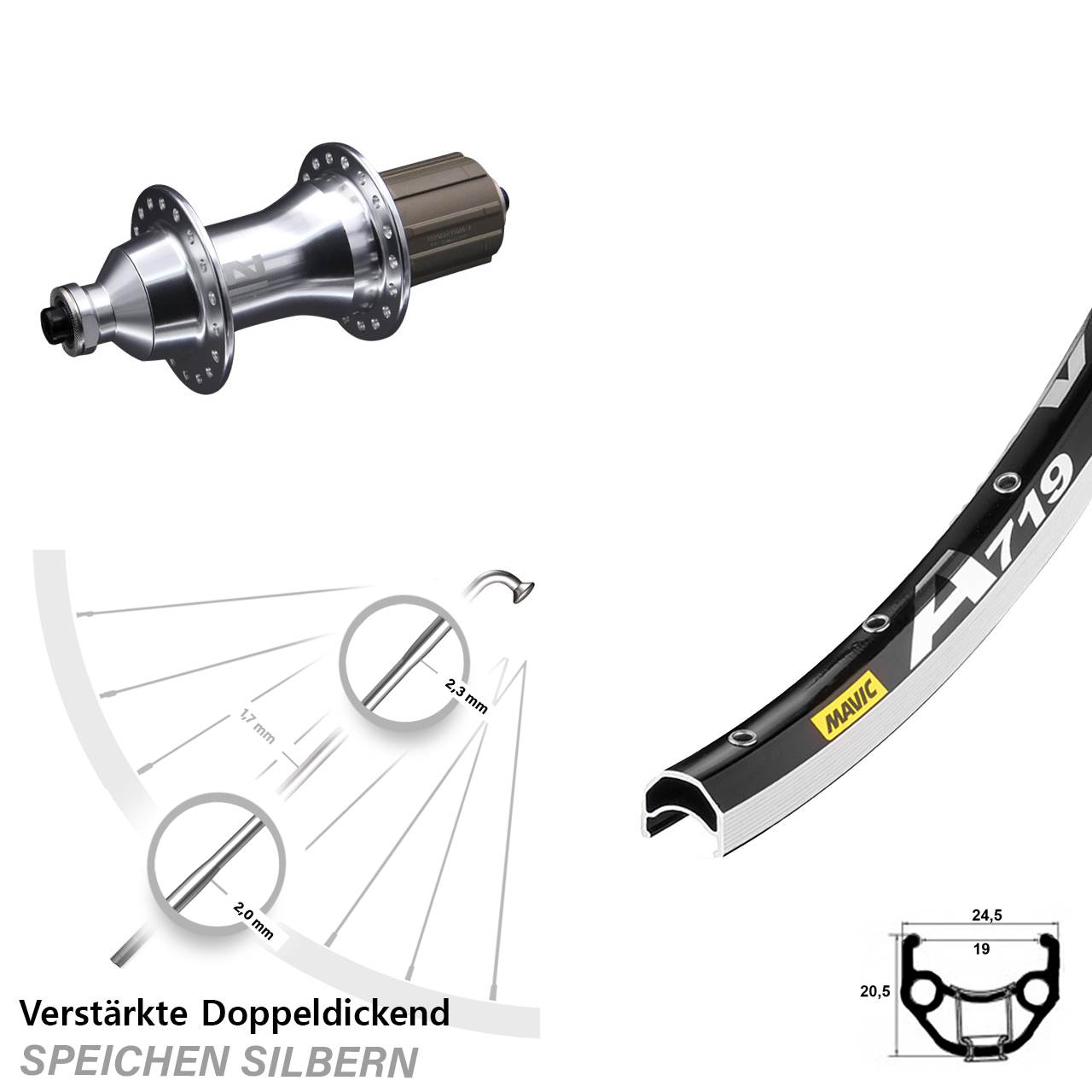 Hinterrad QR 28 Zoll Mavic A719 Novatec F162SB 8-12 fach HG
