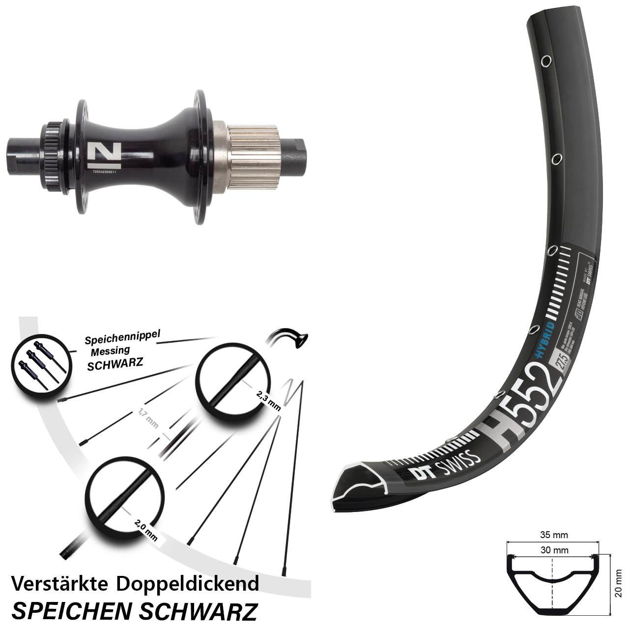 Disc Hinterrad 12x148 27,5 Zoll DT Swiss H552 Novatec D462SB Micro Spline