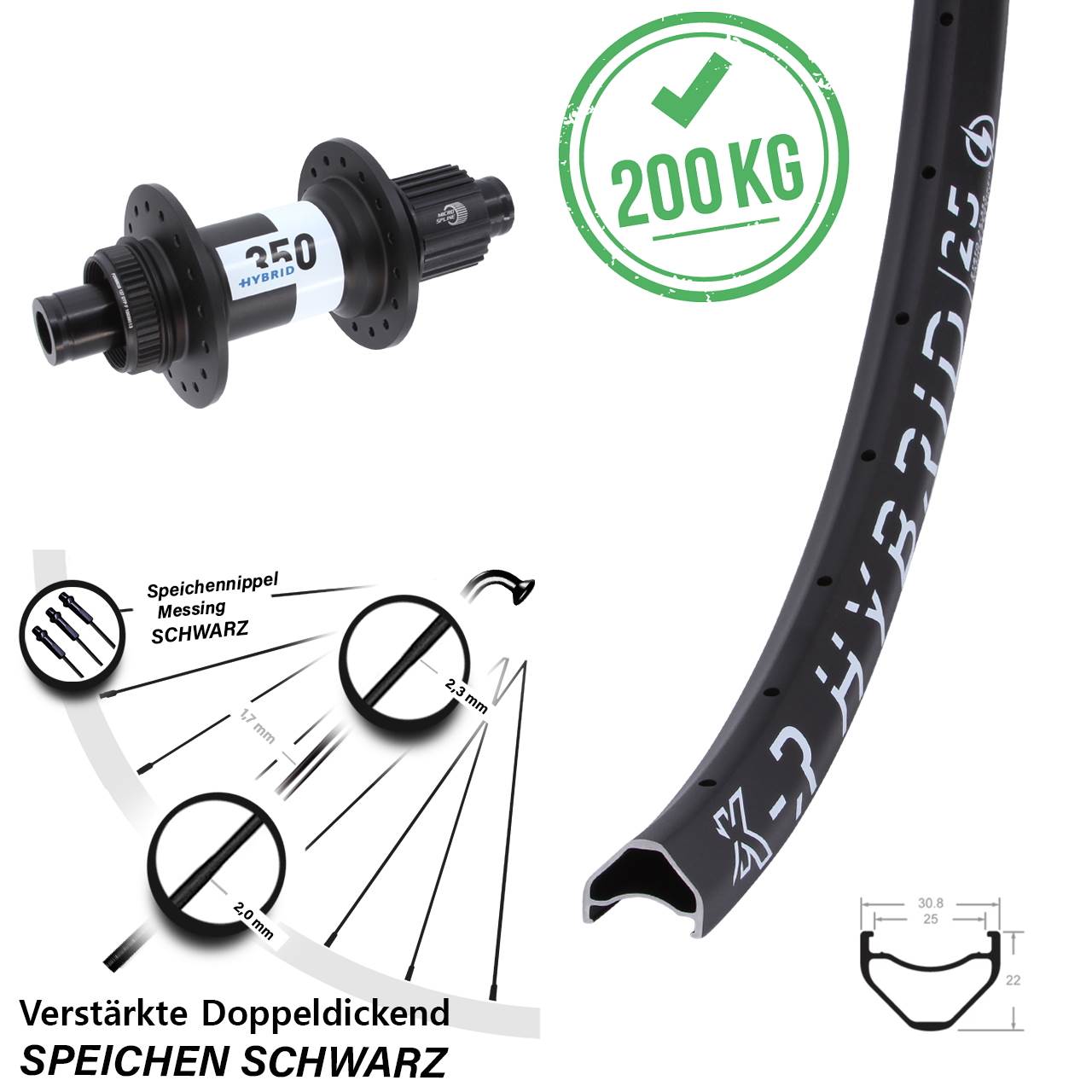 Boost Disc Laufrad 12x148 29 Zoll KX-R Hybrid 25 DT Swiss 350 Shimano Micro Spline