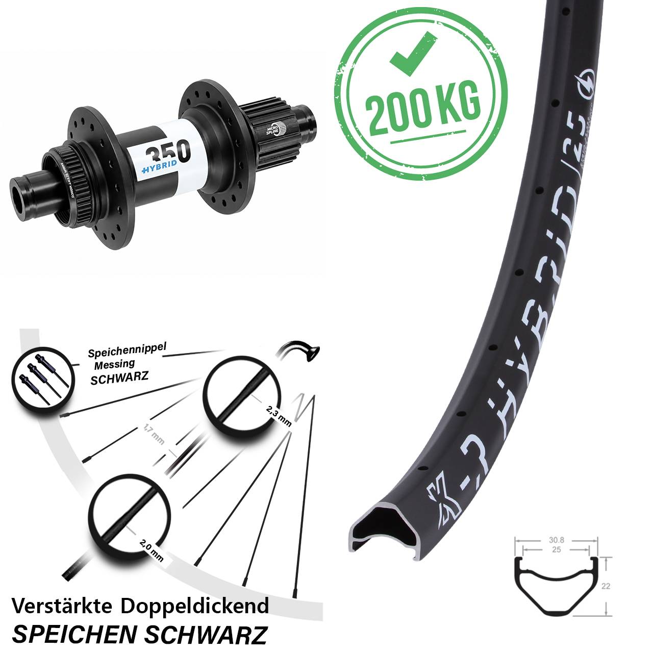 Boost Disc Laufrad 12x148 29 Zoll KX-R Hybrid 25 DT Swiss 350 Shimano Micro Spline