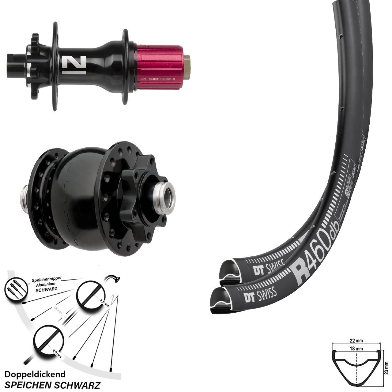 28 Zoll Laufradsatz Dynamo SON 28-12 Disc 6-loch Steckachse Novatec 11-fach DT Swiss R 460