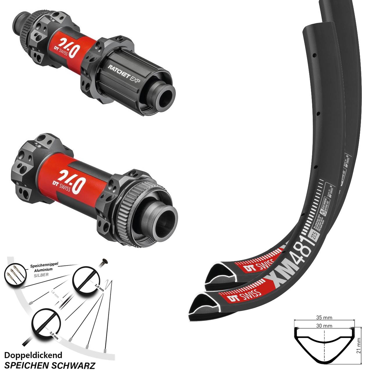 DT Swiss XM481 240 EXP Straightpull 27,5 Zoll Laufradsatz Disc 8-11 fach