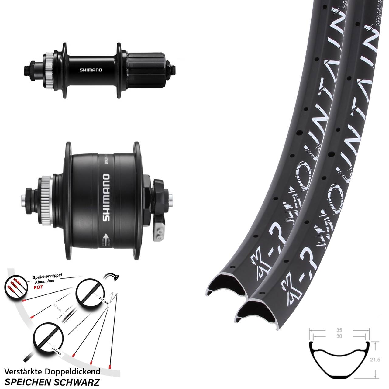 27,5 Zoll KX-R Mountain Shimano DH-3D37 FH-QC400 Disc Laufradsatz QR 8-11 fach