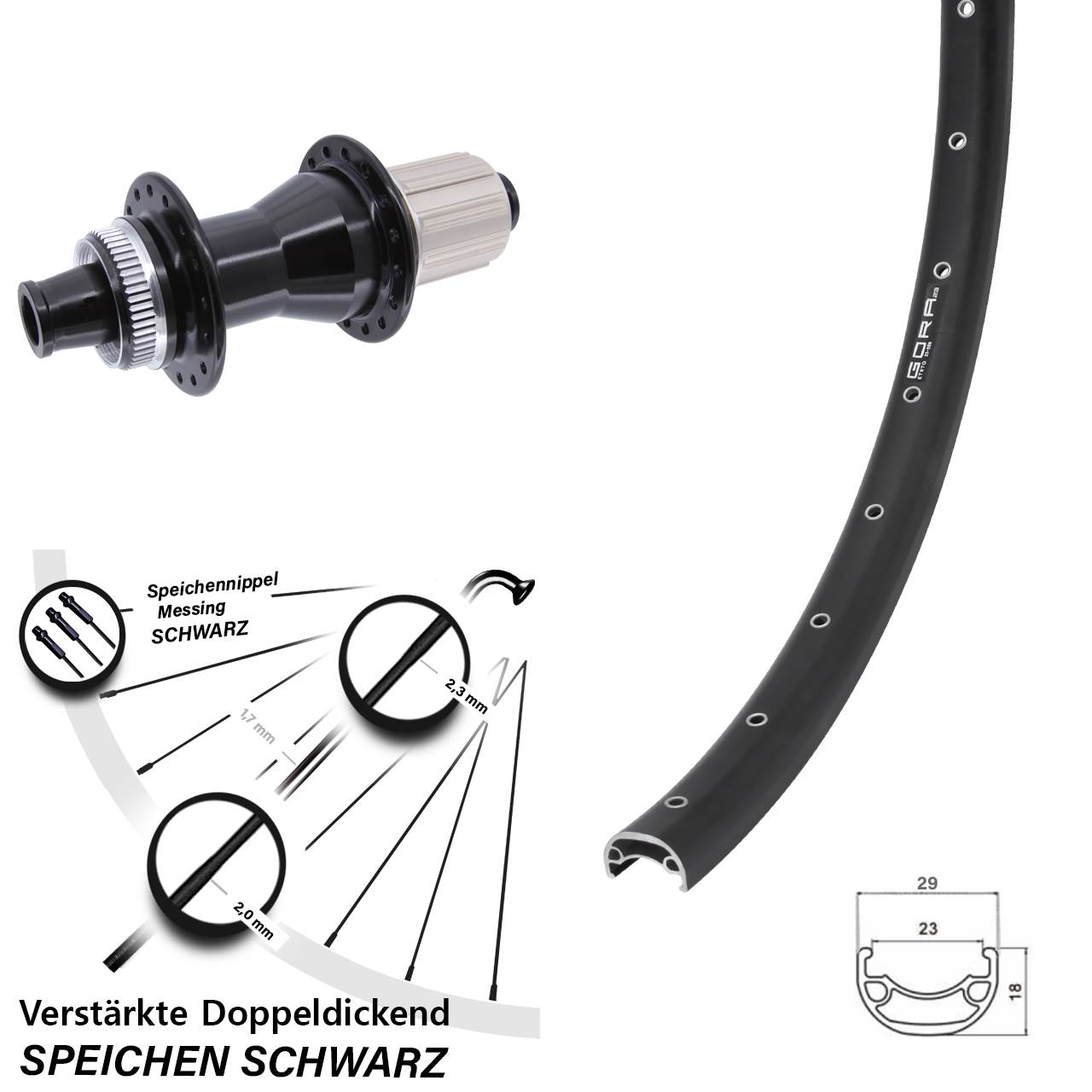 Gora 23 Novatec CL-142 28 Zoll Disc Laufrad 12x142 8-12 fach HG