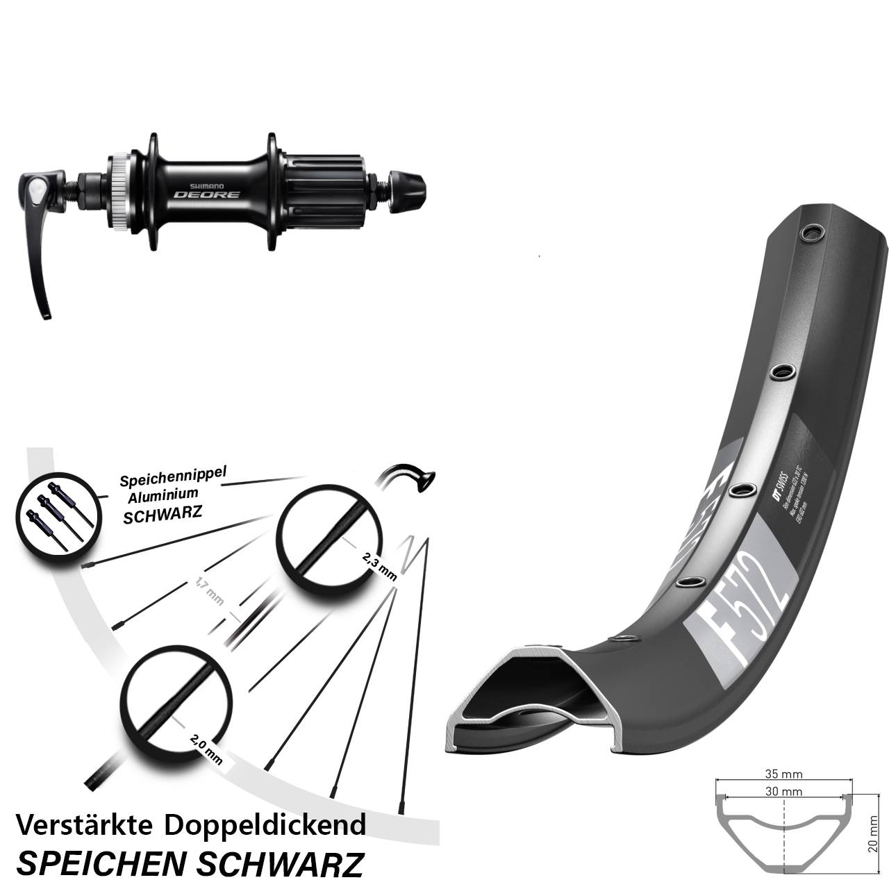 Centerlock Hinterrad 650B DT Swiss F572 Shimano Deore 8-11 fach HG QR