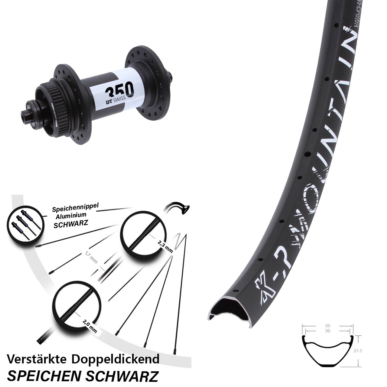 Centerlock Vorderrad 29 Zoll KX-R Mountain DT Swiss 350 QR