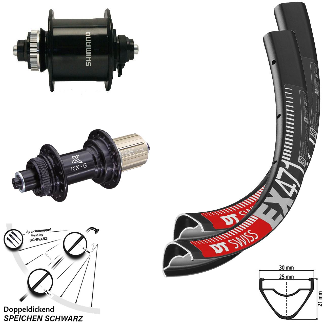 29 Zoll Laufradsatz für Schnellspanner DT Swiss EX 471 KX-G Shimano DH-UR700 8-12 fach