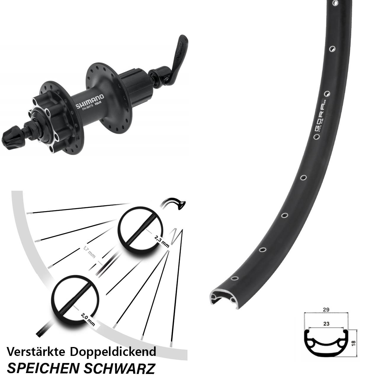 Gora 23 Shimano Alivio 26 Zoll Disc Laufrad für Schnellspanner 8-11 fach HG